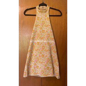 ZARA FLOWER PATTERNED FLORAL 70S HALTER DRESS, LIKE NEW, Size: XS